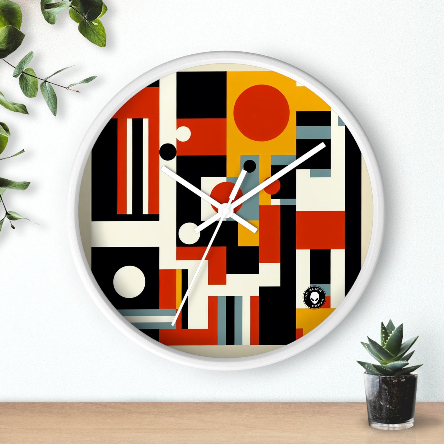 "Paysage urbain futuriste : harmoniser l'art et la technologie dans un chef-d'œuvre constructiviste dynamique" - The Alien Wall Clock Constructivism