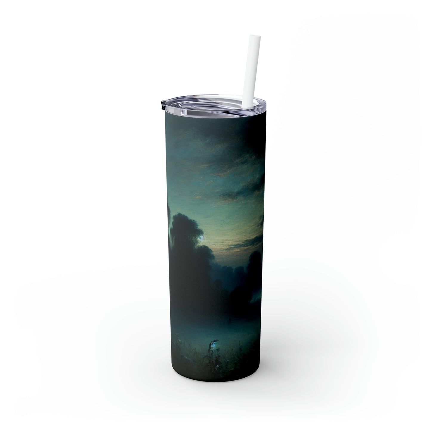 "Misty Twilight: Un viaje tonalista hacia la serenidad silenciosa" - El vaso delgado con pajita de Alien Maars®, tonalismo de 20 oz