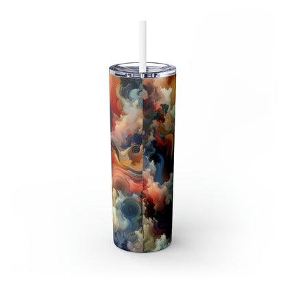 "Chaotic Balance: A Universe of Color" - The Alien Maars® Skinny Tumbler with Straw 20oz Abstract Art Style