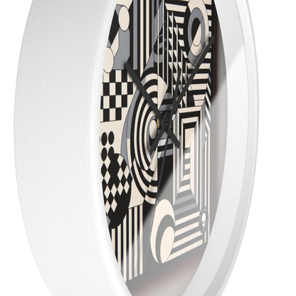 "Mesmerize : Géométrie audacieuse de l'Op Art en noir et blanc" - L'horloge murale extraterrestre Op Art