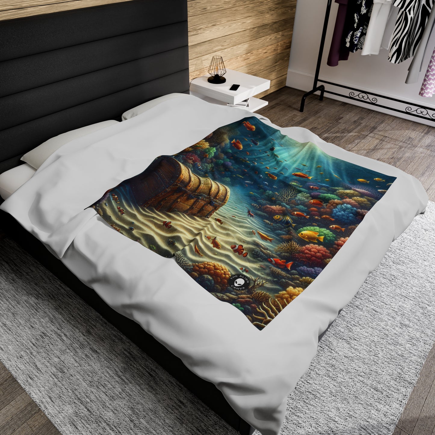 "Beneath the Waves: Treasure in the Coral Reef" - The Alien Velveteen Plush Blanket