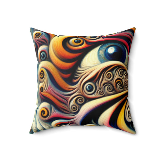 "Time Island's Dreamlike Dance"- The Alien Spun Polyester Square Pillow Surrealism