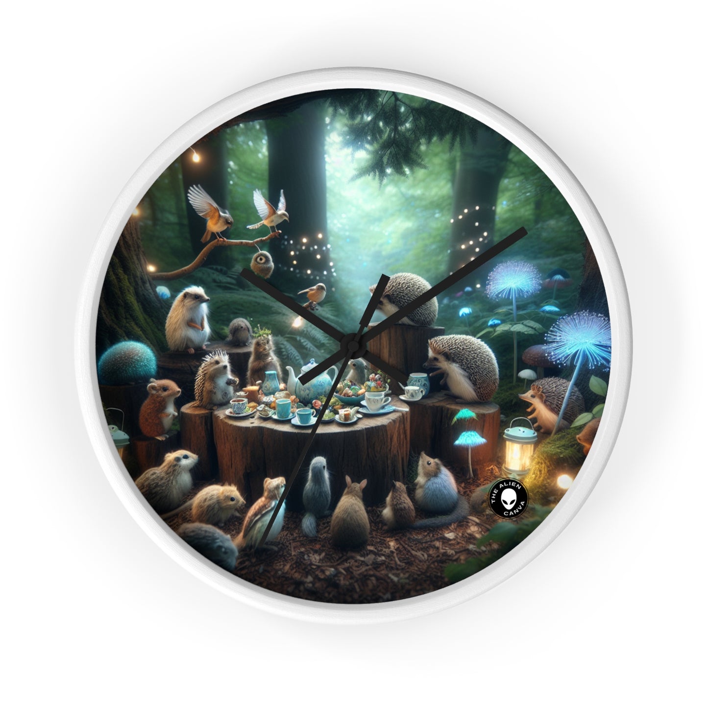 "Enchanted Tea Time: A Magical Forest Gathering" - The Alien Wall Clock