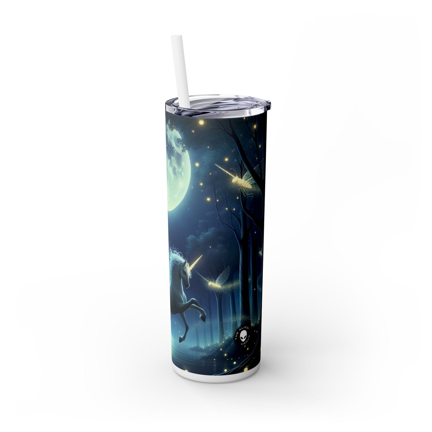 "Forêt enchantée au clair de lune" - Le verre fin Alien Maars® avec paille 20 oz