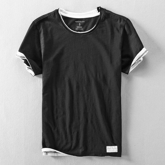 Men's Slub Cotton T-Shirt Summer New Casual Thin