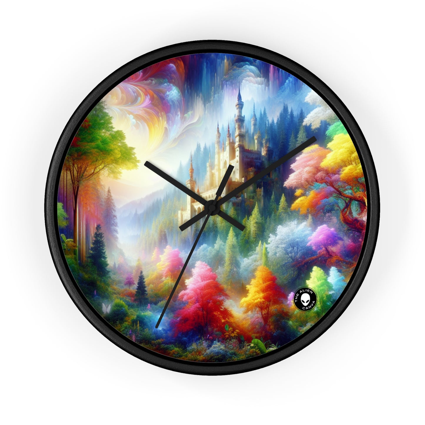 "Glowing Enchantment: The Castle in the Colorful Forest" - The Alien Wall Clock