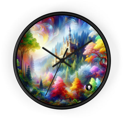 "Glowing Enchantment: The Castle in the Colorful Forest" - The Alien Wall Clock