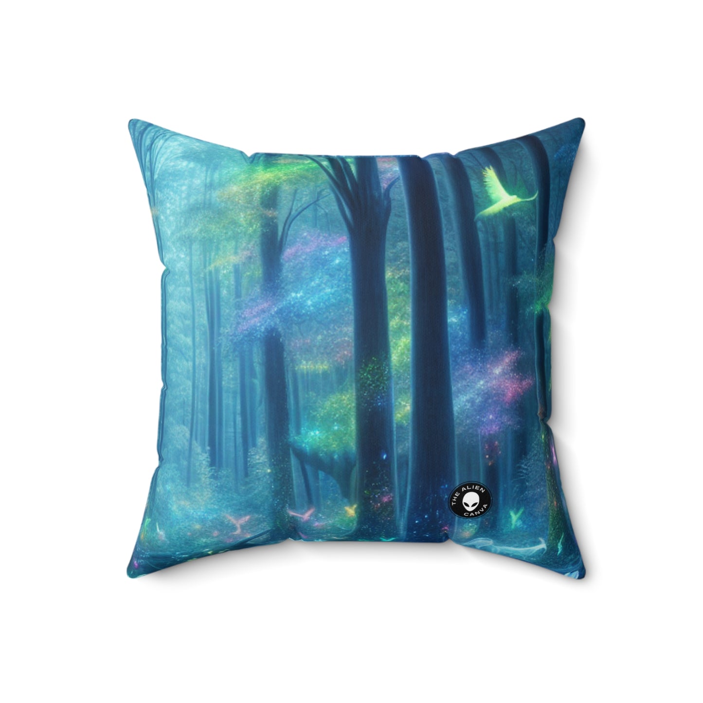 "Enchanted Rainbow Forest"- The Alien Spun Polyester Square Pillow