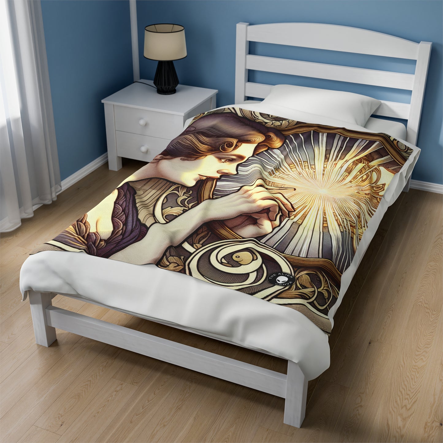 "Reflection of Beauty" - The Alien Velveteen Plush Blanket Art Nouveau