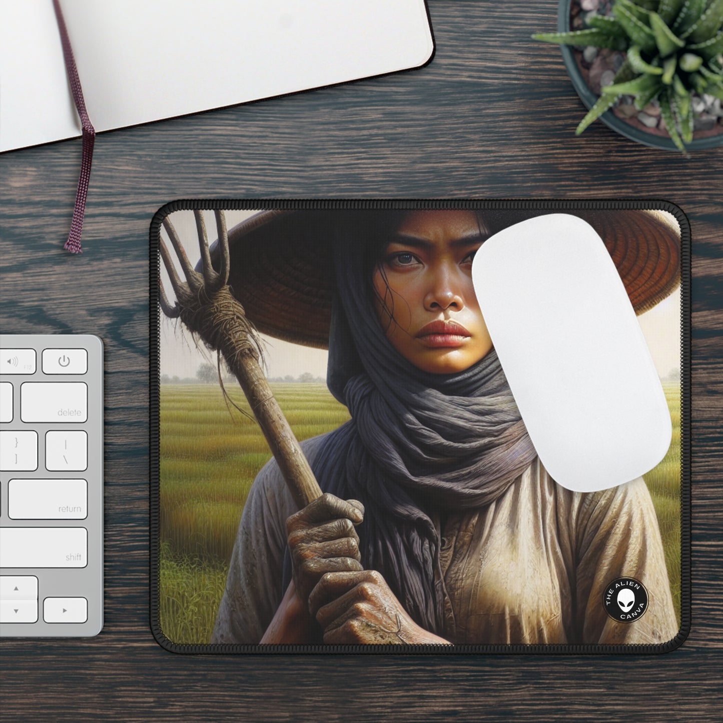 "Granjero en el campo: un reflejo desgastado" - The Alien Gaming Mouse Pad Realismo