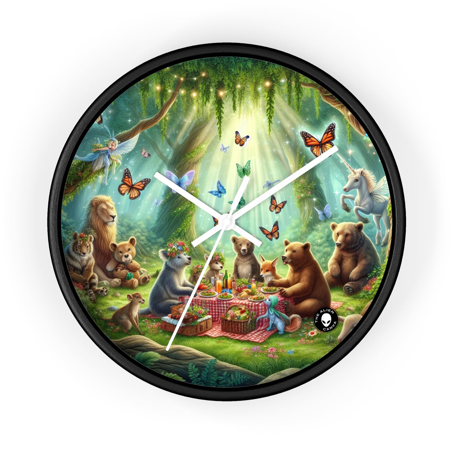 "Enchanted Forest Picnic" - The Alien Wall Clock