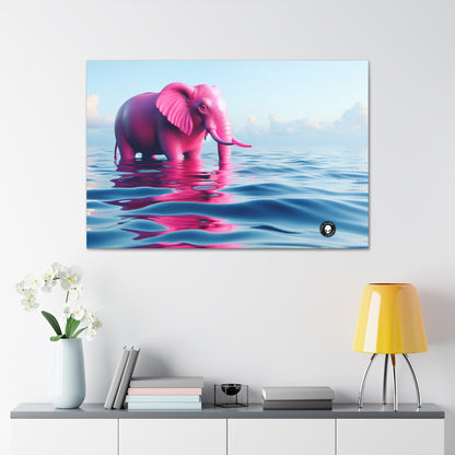 "The Pink Elephant in the Deep Blue Sea" - The Alien Canva A pink elefant floating in the ocean