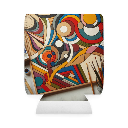 "Nightlife Chaos: A Dynamic Abstract Tribute to the City's Vibrant Energy" - The Alien Can Cooler Sleeve Abstract Art