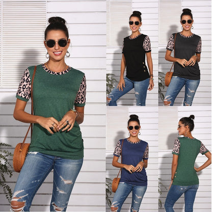 Round neck leopard print T-shirt