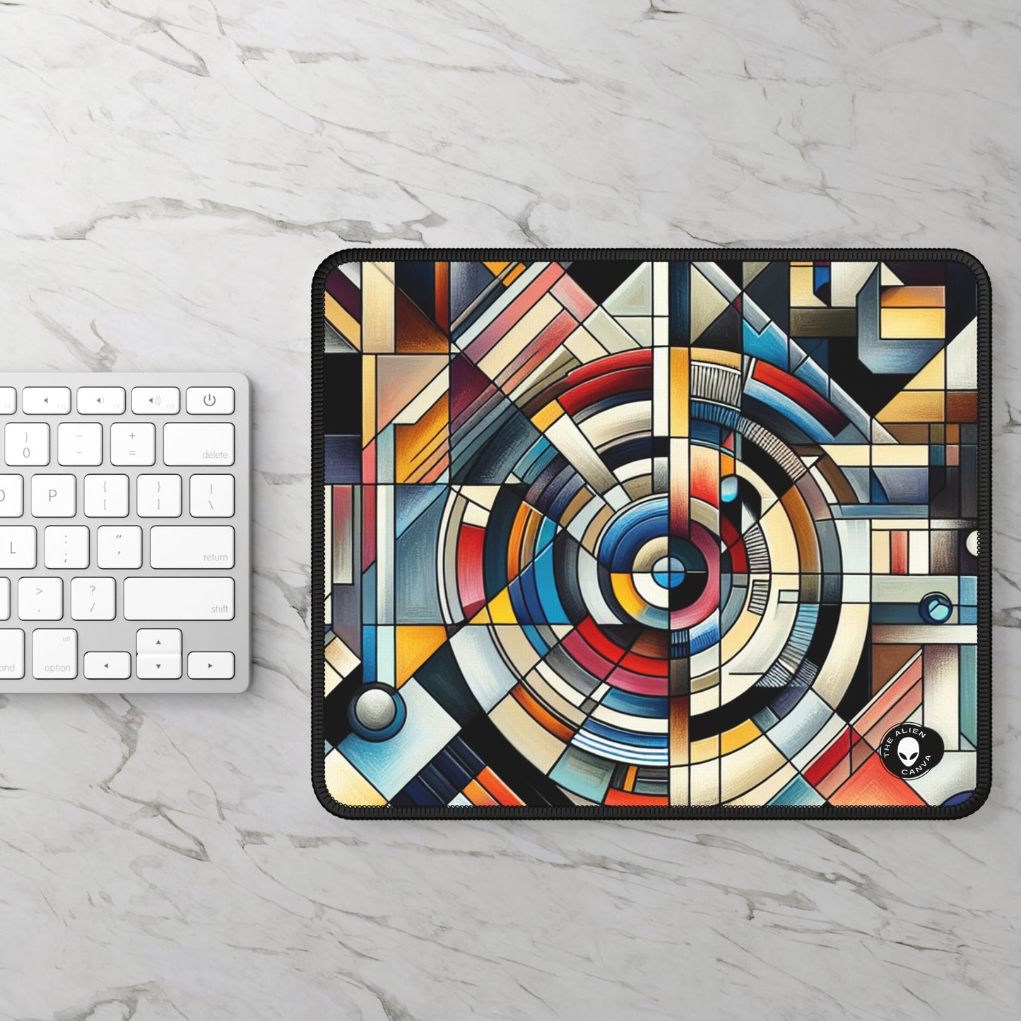 "City Lights: Geometric Nightfall" - The Alien Gaming Mouse Pad Geometric Abstraction