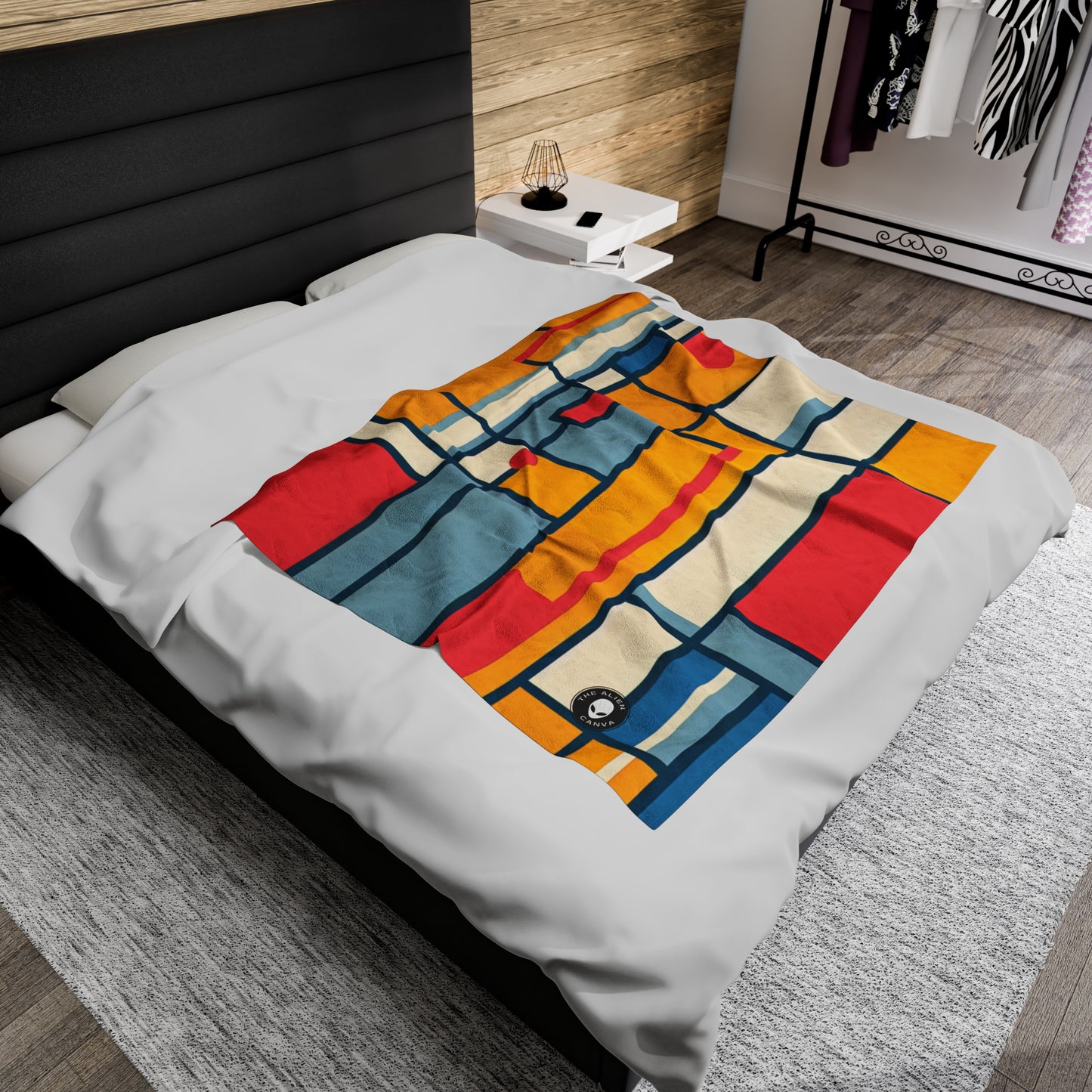 "De Stijl Grid : Une composition de couleurs minimaliste" - La couverture en peluche Alien Velveteen De Stijl