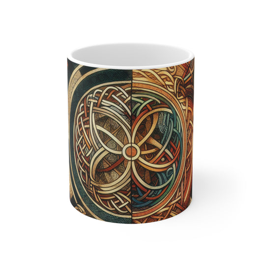 "Metamorphic Threads: Exploring Transformation through Celtic Knot Art" - The Alien Ceramic Mug 11oz Celtic Art