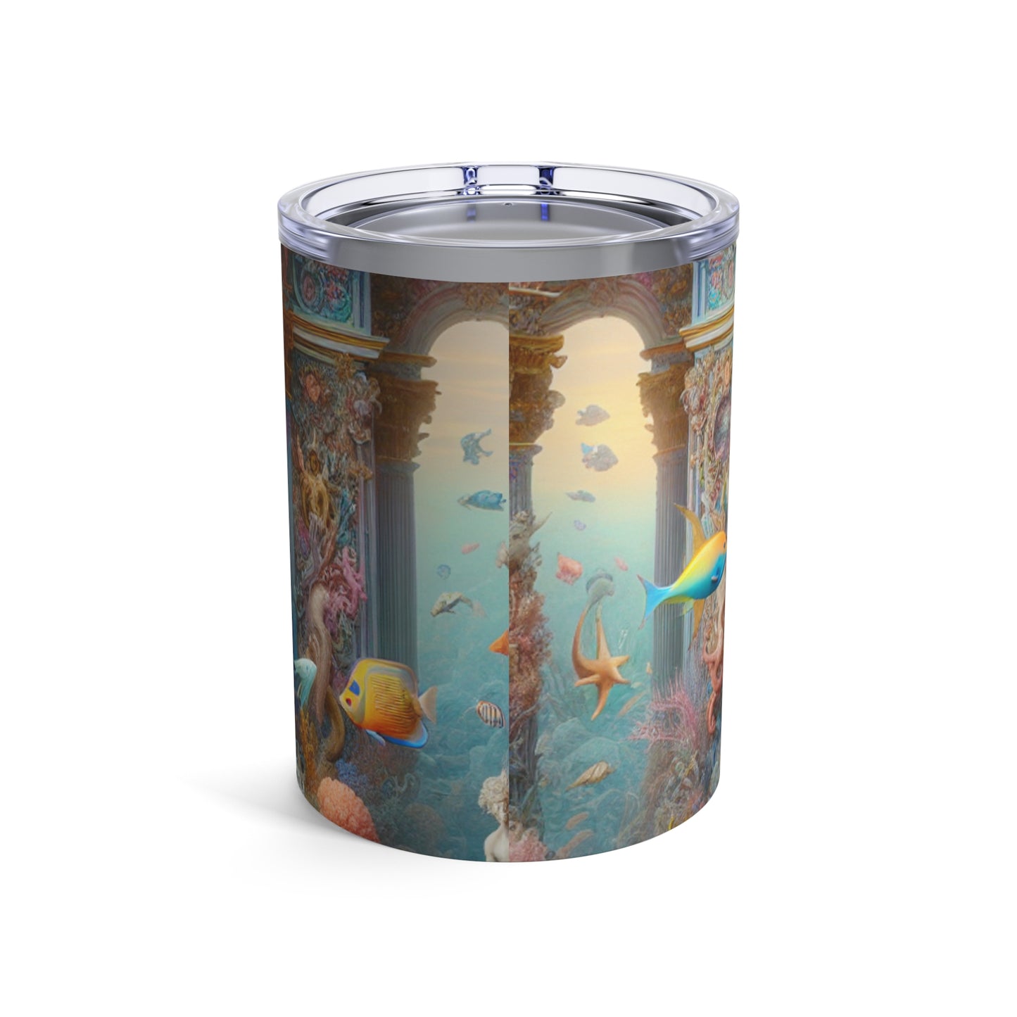 "Esplendor submarino: un palacio de sirena rococó" - El vaso alienígena estilo rococó de 10 oz