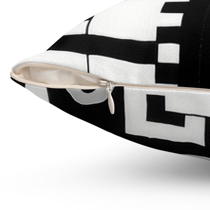 "De Stijl in Black and White" - The Alien Spun Polyester Square Pillow De Stijl Style