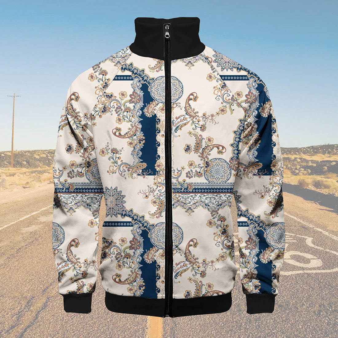 Paisley Printed Men's Raglan Sleeve Jacket