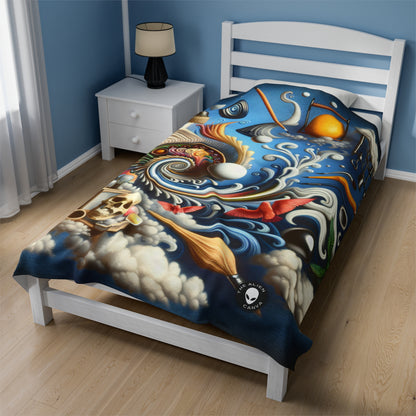 "Temporal Meltdown: Surreal Landscape" - The Alien Velveteen Plush Blanket Surrealism