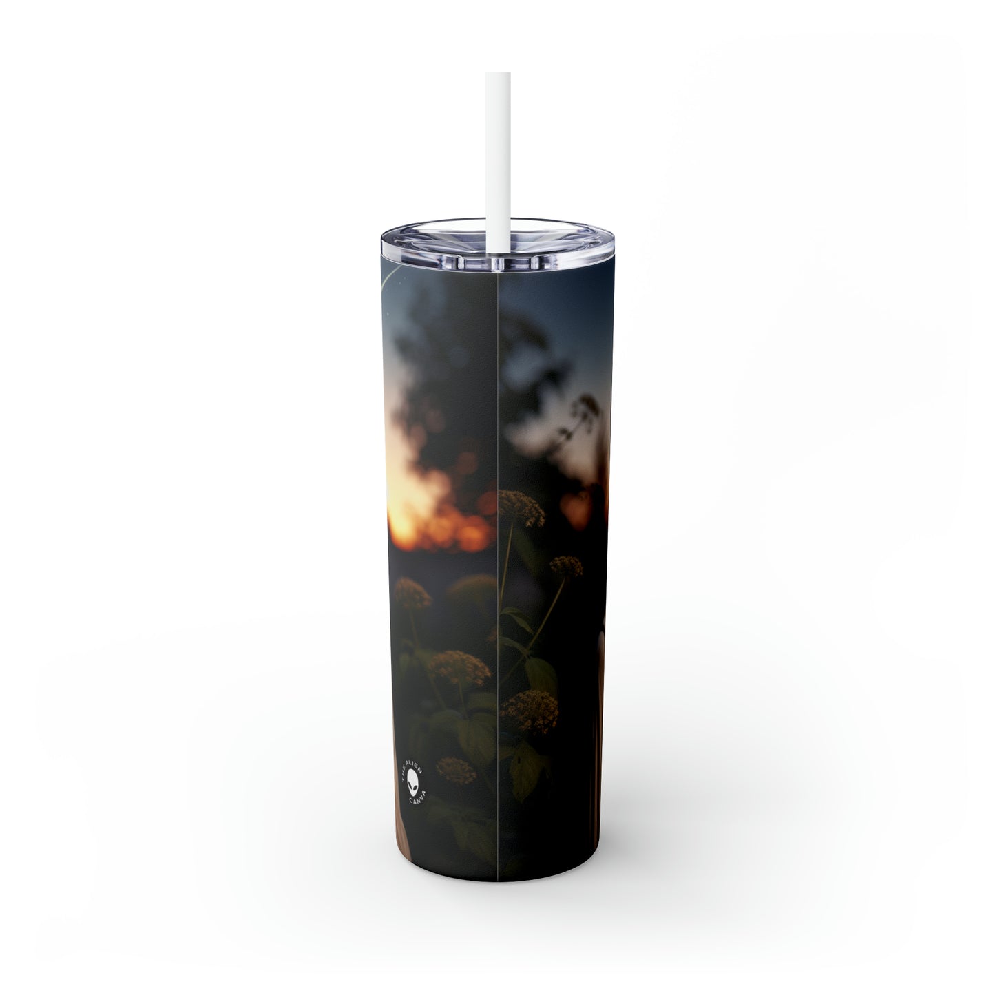 « Glow of the Golden Sunset » - The Alien Maars® Skinny Tumbler avec paille 20oz Romantisme