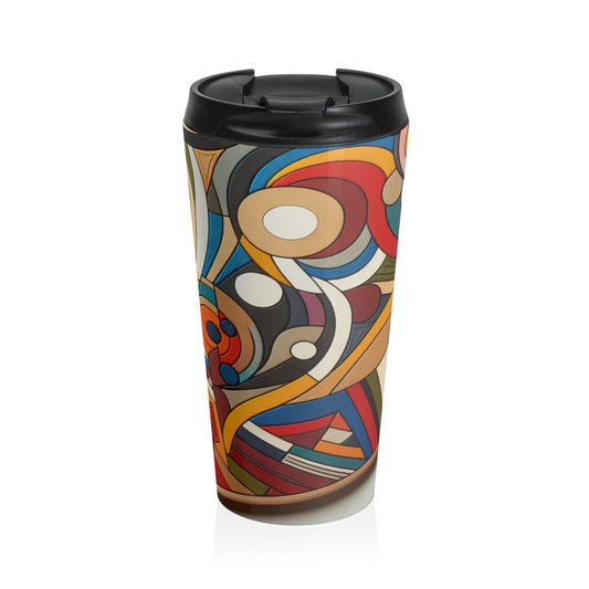 "Nightlife Chaos: A Dynamic Abstract Tribute to the City's Vibrant Energy" - The Alien Stainless Steel Travel Mug Abstract Art