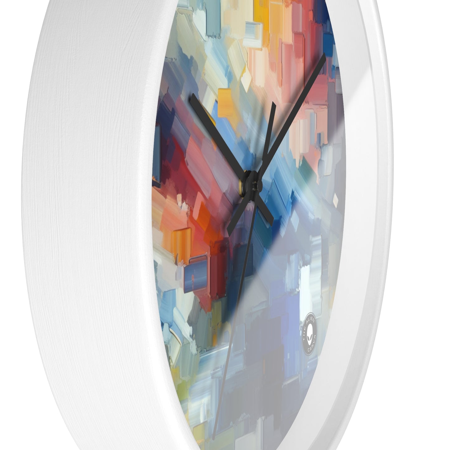 "Atardecer tranquilo: una pintura de campo de color pastel suave" - ​​La pintura de campo de color del reloj de pared alienígena