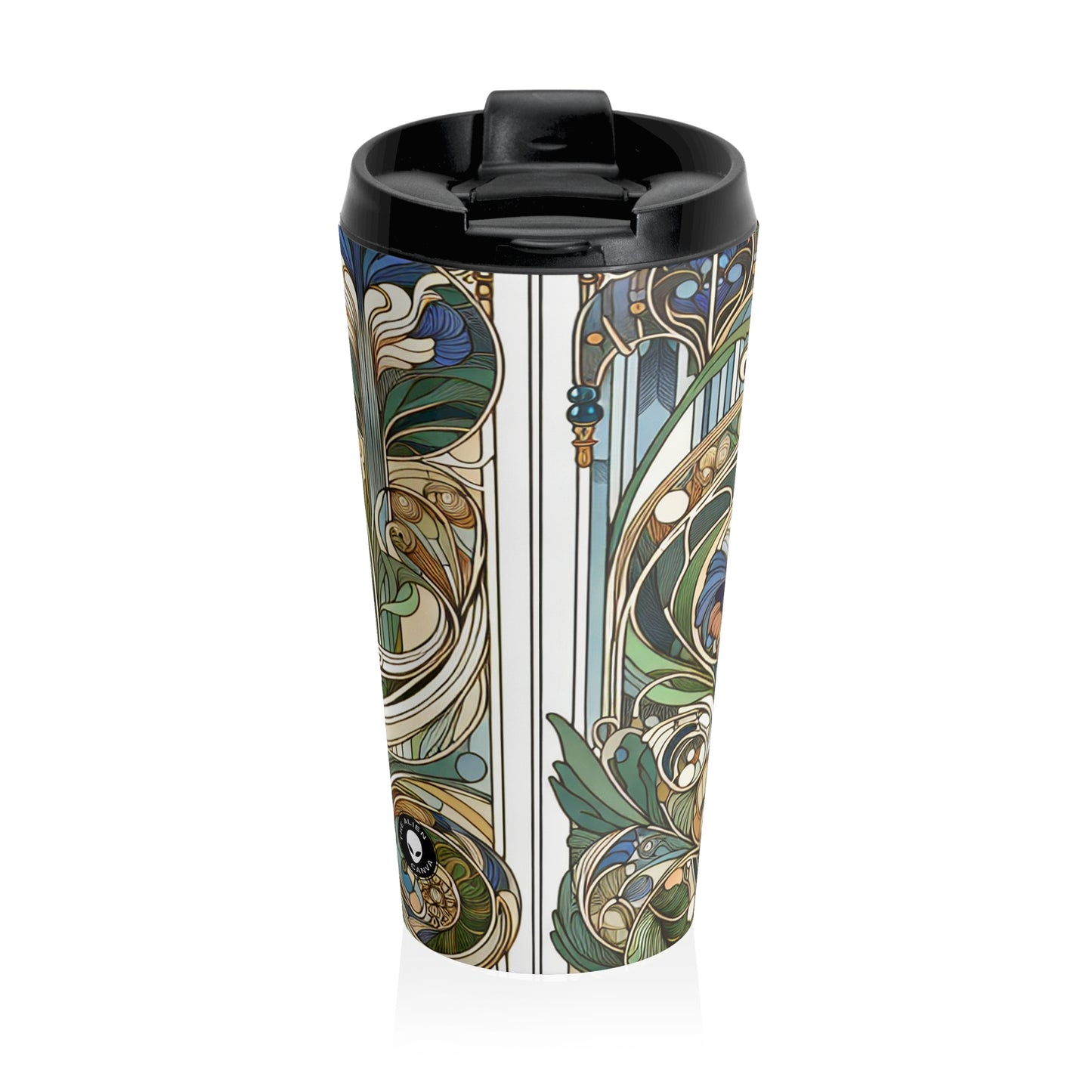 "Moonlit Enchantment: A Mystical Serenade in Art Nouveau" - The Alien Stainless Steel Travel Mug Art Nouveau