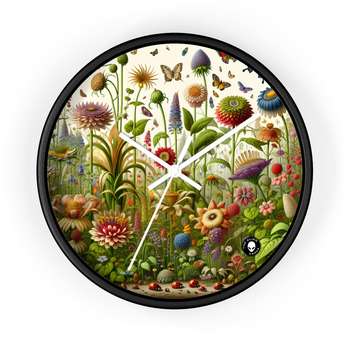 "Enchanted Garden: A Whimsical Scene" - The Alien Wall Clock