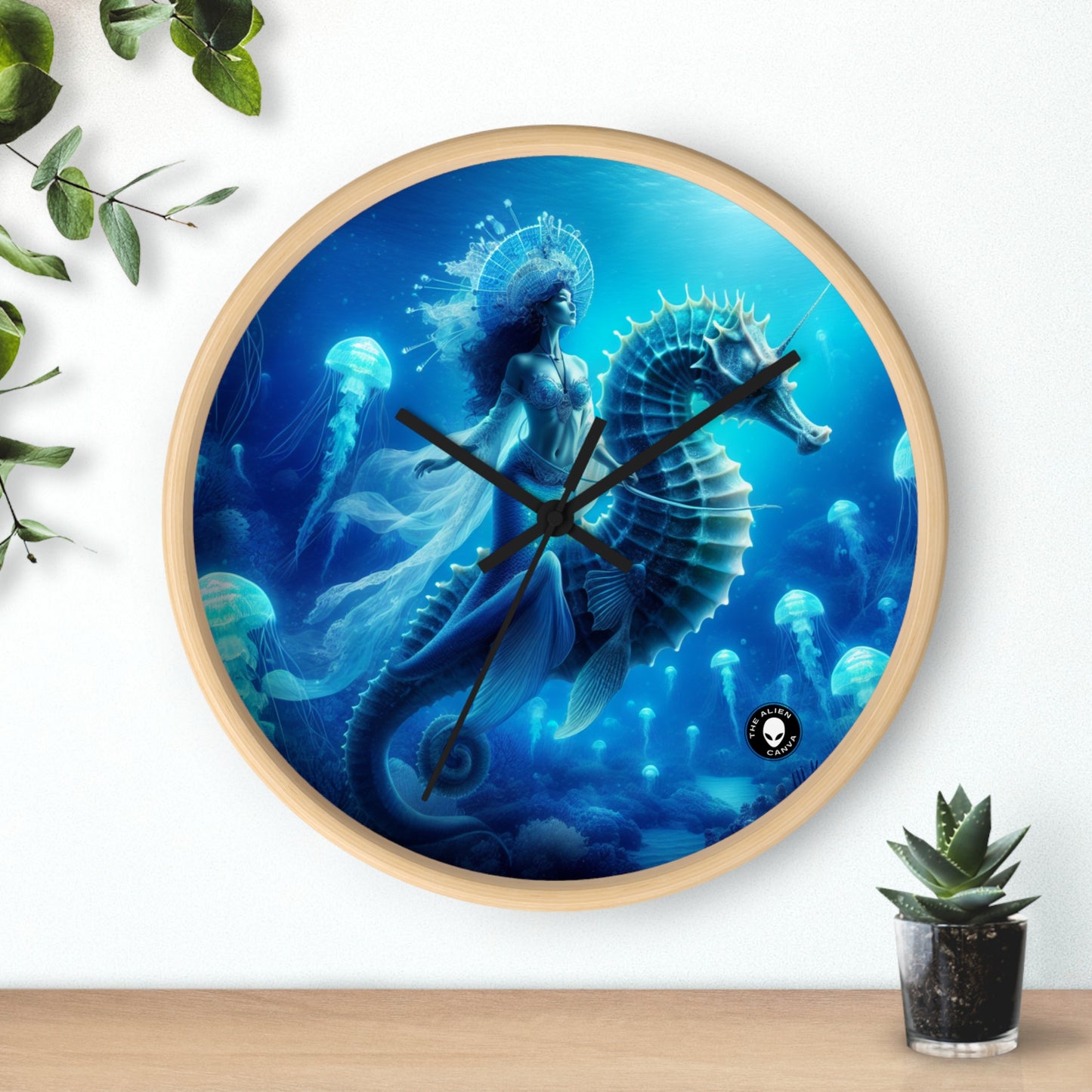 "Mermaid Magic: Journey with the Giant Seahorse" - The Alien Wall Clock