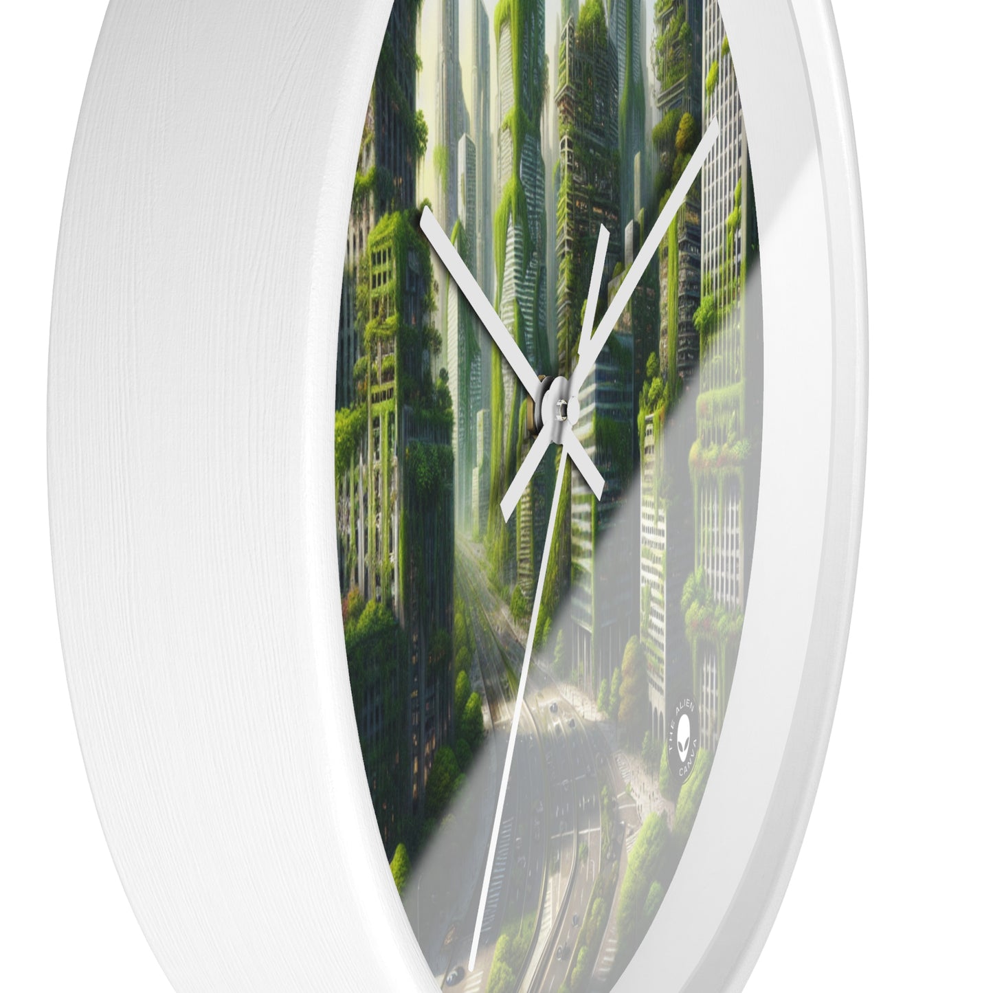 "Nature's Resurgence: A Futuristic Cityscape" - The Alien Wall Clock