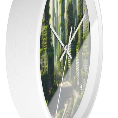 "El resurgimiento de la naturaleza: un paisaje urbano futurista" - El reloj de pared alienígena