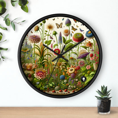 "Enchanted Garden: A Whimsical Scene" - The Alien Wall Clock