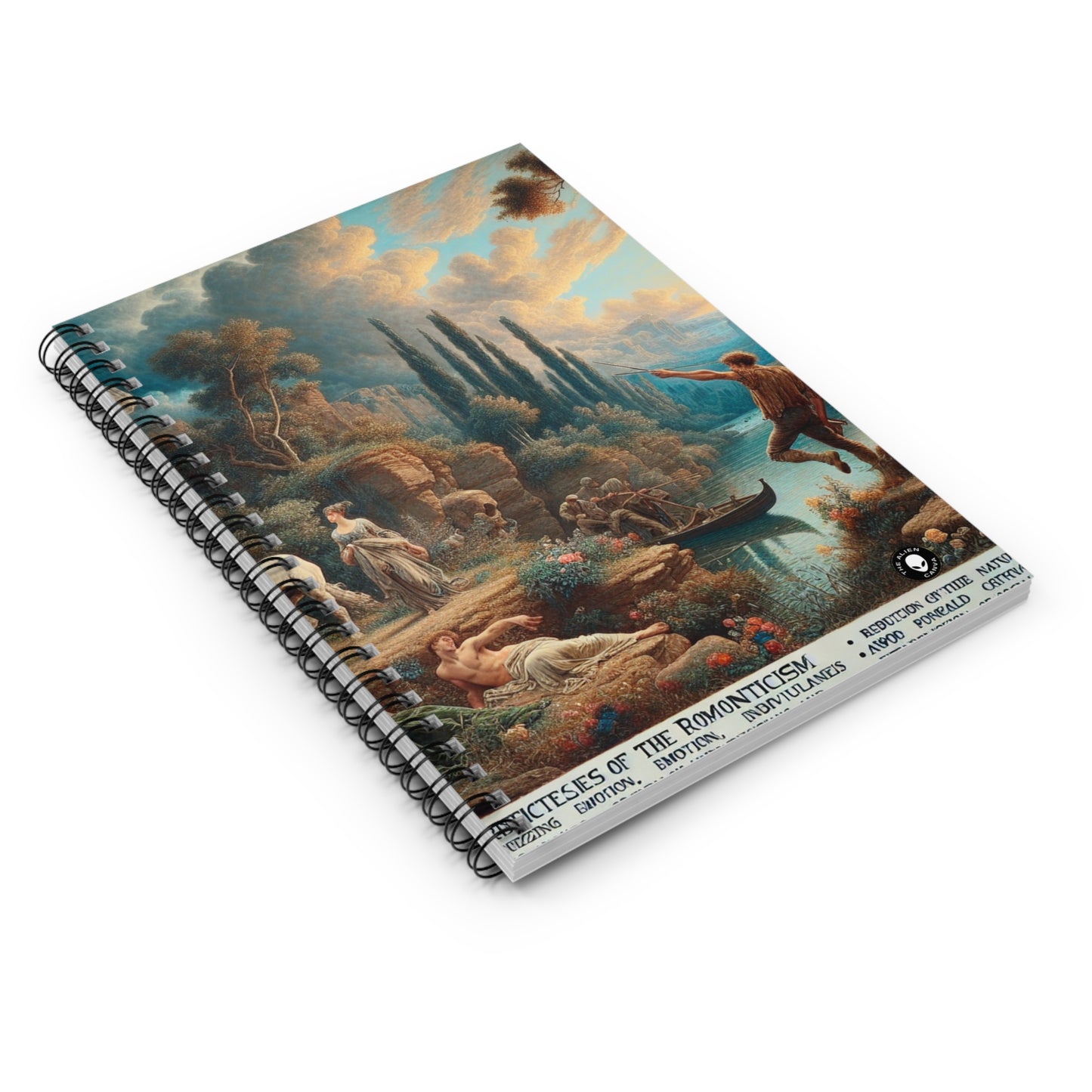 "Sunset Serenade: A Romantic Landscape" - The Alien Spiral Notebook (Ligne Lignée) Romantisme