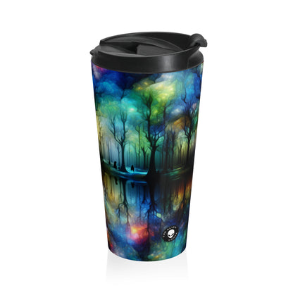 « Enchanted Rainbow Woods » – La tasse de voyage en acier inoxydable Alien