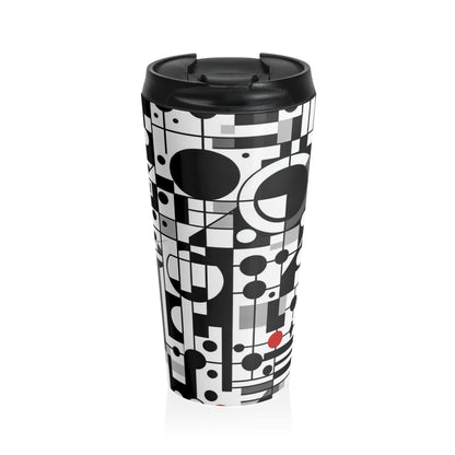 "Dynamic Suprematism: Geometric Harmony in Primary Colors" - The Alien Stainless Steel Travel Mug Suprematism