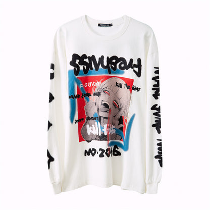 Hip-hop printed long-sleeved T-shirt