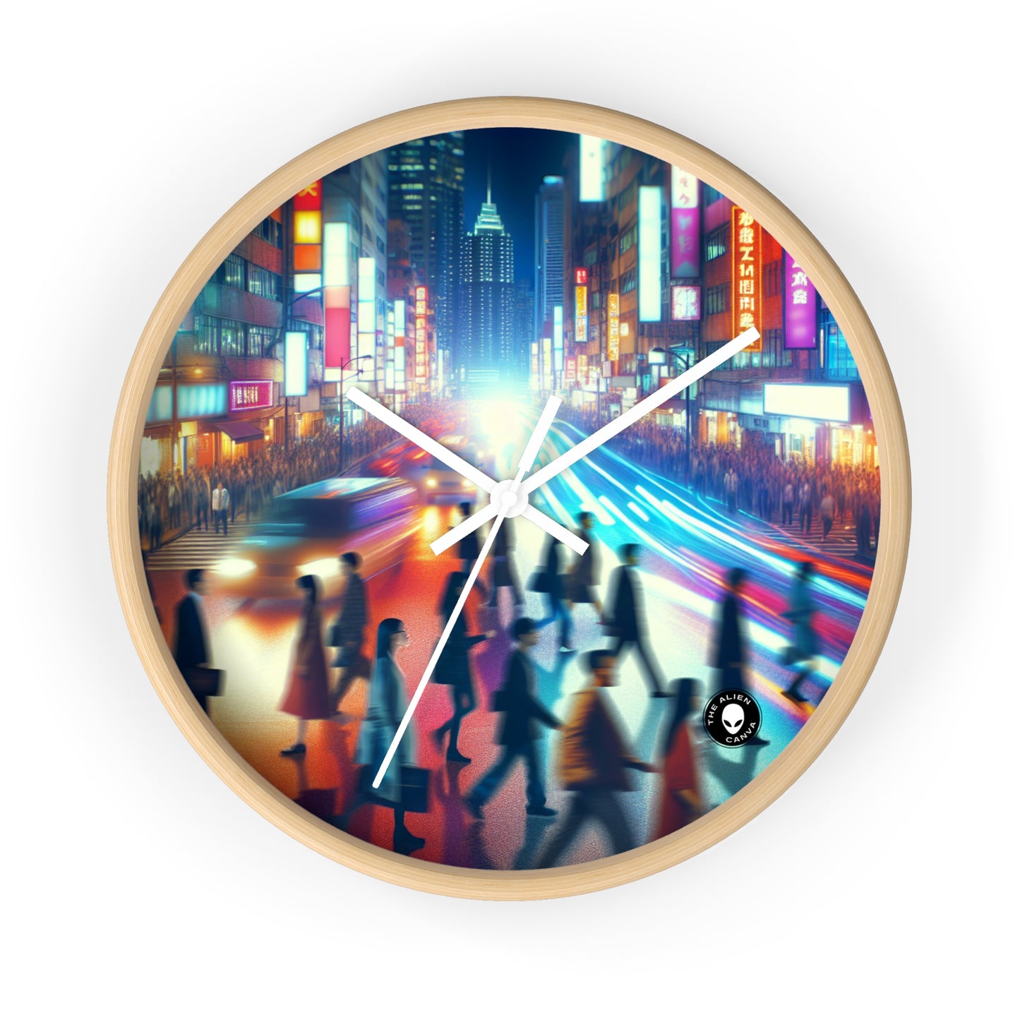 "Neon Night Street" - L'horloge murale extraterrestre