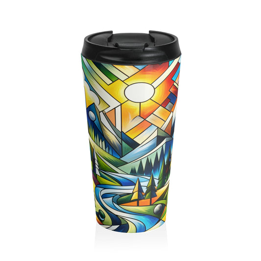 "Cubic Naturalism" - The Alien Stainless Steel Travel Mug Cubism Style