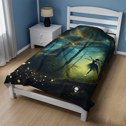 "Enchanted Forest: Firefly Dance" - The Alien Velveteen Plush Blanket