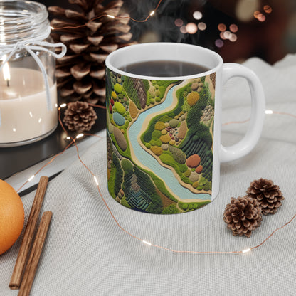 "Mapping Mother Nature: Crafting a Living Mural of Our Region". - The Alien Ceramic Mug 11oz Land Art Style