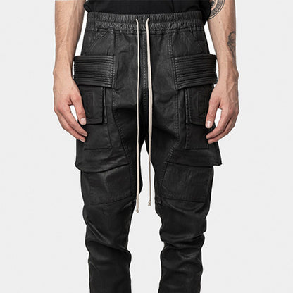 High Street Dark Brush Wax Coated Double Loop Work Pants