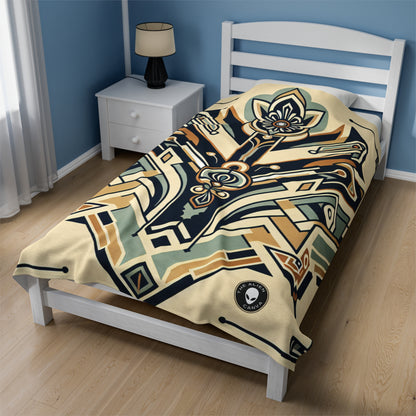 "Glamorous Nights: An Art Deco Cityscape" - The Alien Velveteen Plush Blanket Art Deco