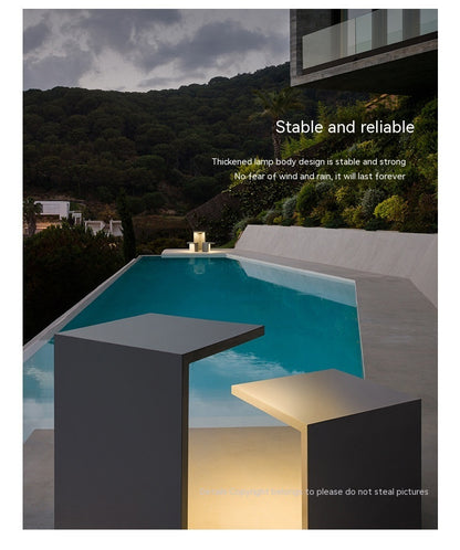 Modern Minimalist Outdoor Stainless Steel Seat Landscape Lamp