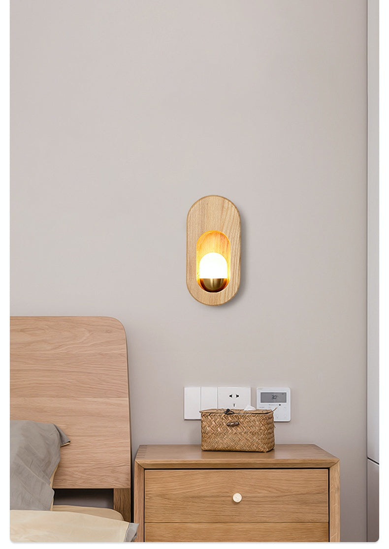 Applique murale LED simple et moderne en bois massif