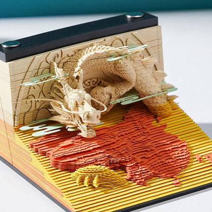 New Year Dragon Year 3D Three-dimensional Paper Carving Note Chinese Style