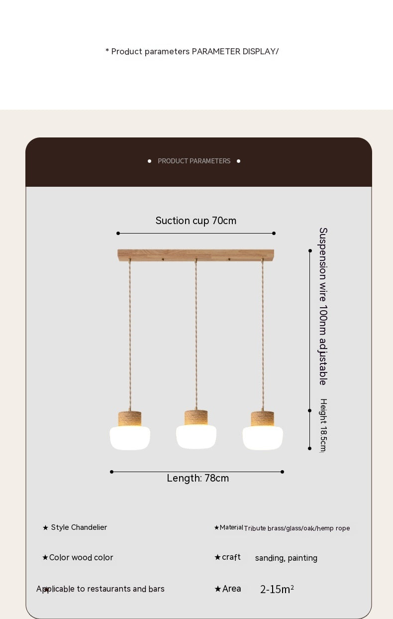 Japanese Style Log Designer Personalized Restaurant Bar Counter Three Small Droplight