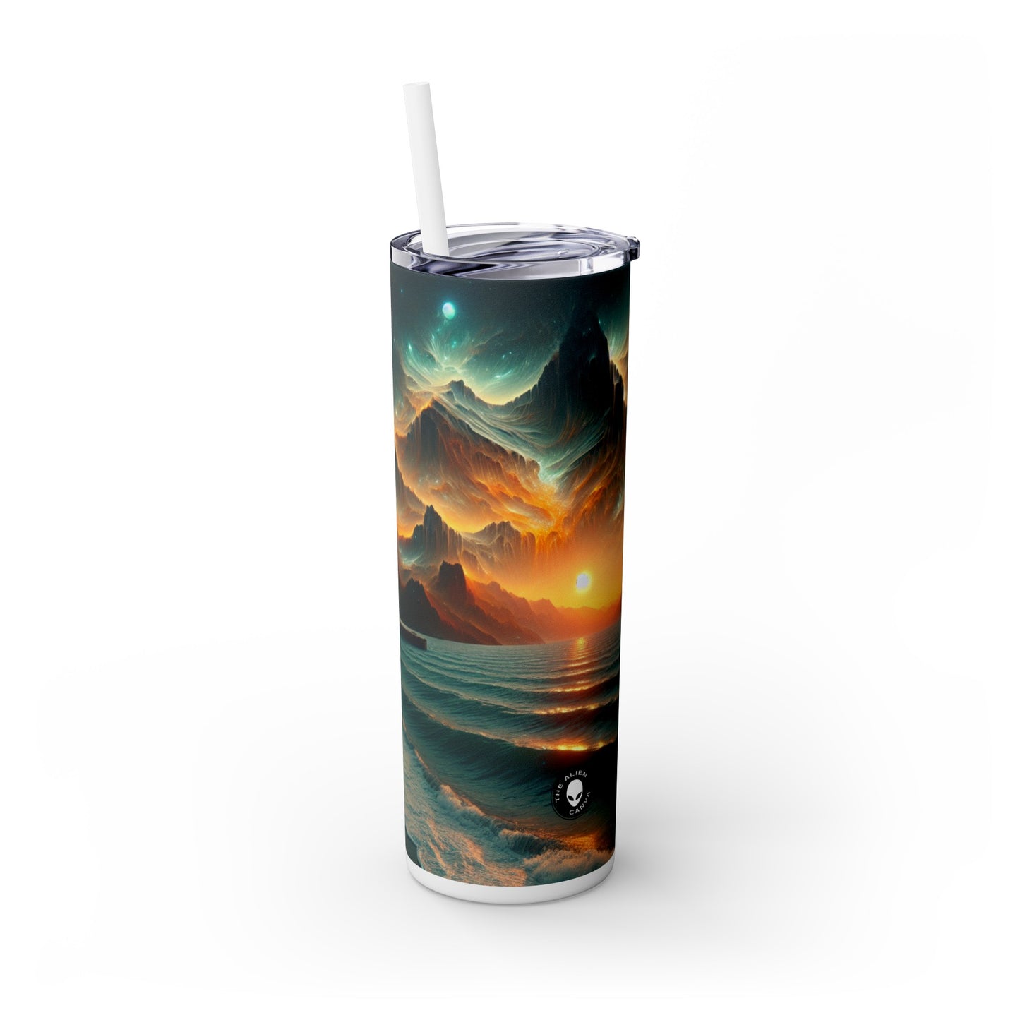 "Réalisme en rouge : capturer la beauté d'une pomme succulente" - The Alien Maars® Skinny Tumbler with Straw 20oz Photoréalisme