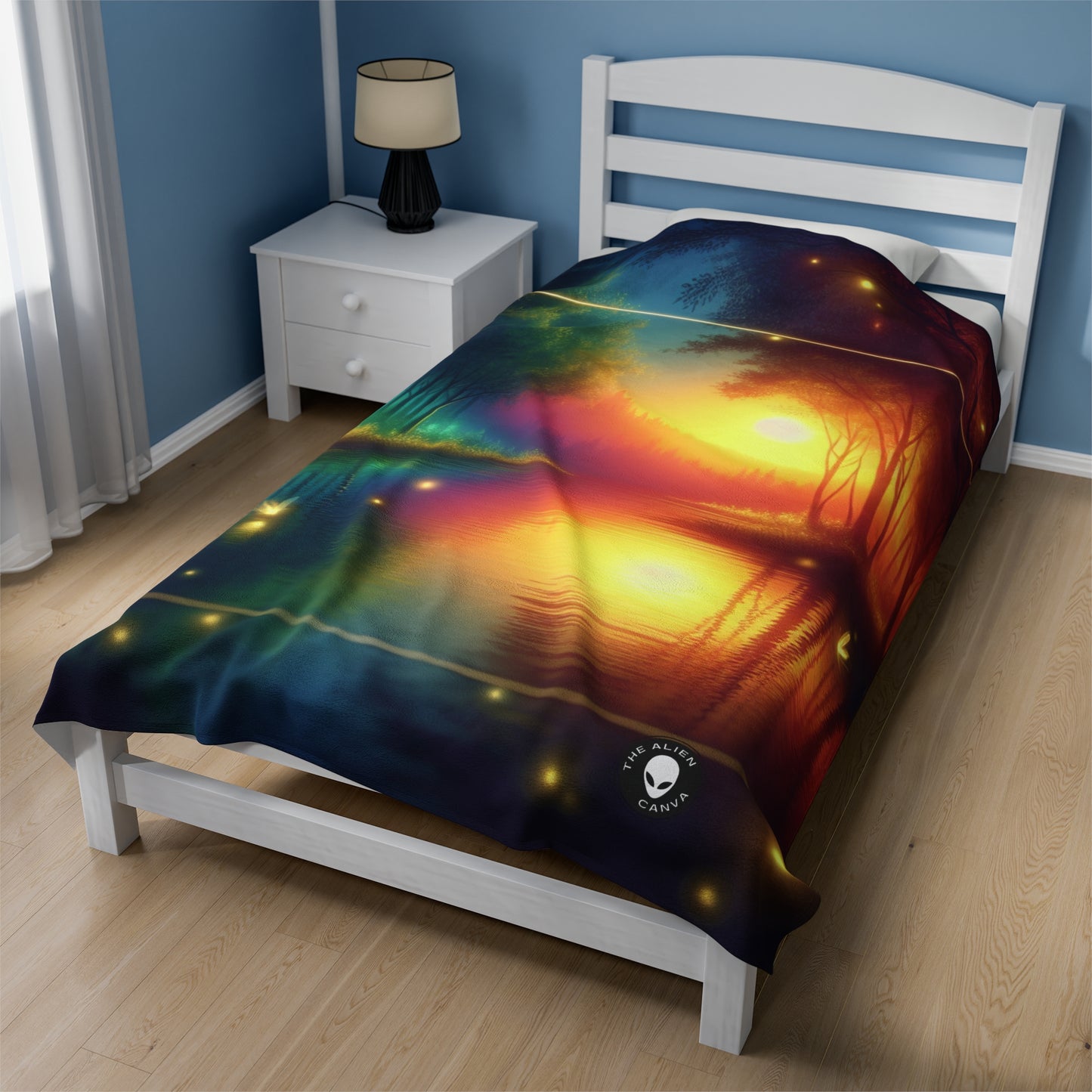 "Dusk Enchantment: A Magical Forest Scene" - The Alien Velveteen Plush Blanket